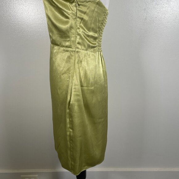 Samsoe Samsoe Slip Dress Womens S Lime Green Satin Smocked Back Adjustable Strap - Picture 9 of 16